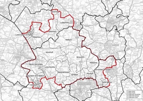 The proposed Daventry and Lutterworth constituency outlined in red
