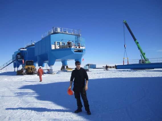 Richard Priestland with part of the Halley research station
