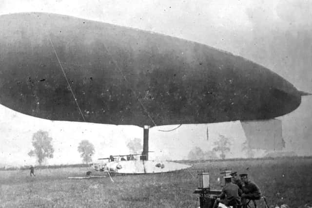 The airship moored near Daventry