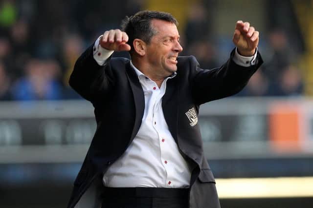 Southend boss Phil Brown celebrates Southend's opener. Picture by Sharon Lucey