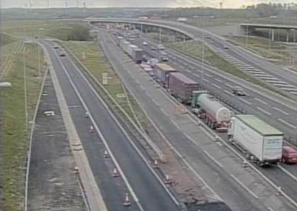 Traffic on the M1 close to the M6 junction. Photo from Traffic England