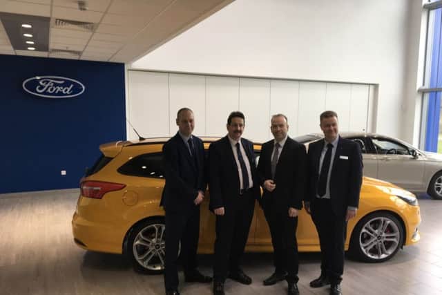 Pictured with Mr Heaton-Harris (second from right) are, from left to right, Skillnet's Eugene Lowry, Kevin Perks and Mark Jones, both from Ford.