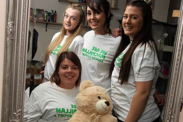 Macmillan day in Daventry. Rebecca Haskew (front), Charmaine Class, Lucy Melvin and Emma Salisbury from Classic Cutz.