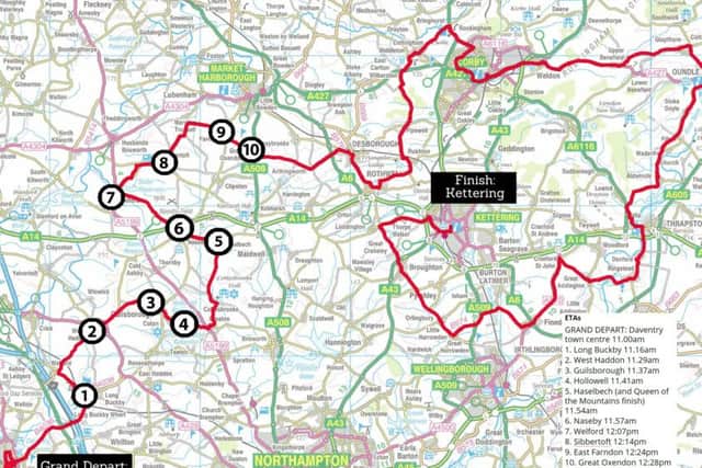 The Stage 1 route and estimated arrival times