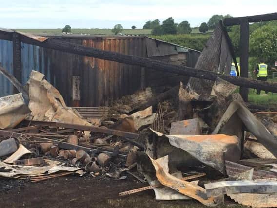 Elderstubbs Field Farm was made victim of an arson attack when three buildings were burned to the ground by a group of young people.