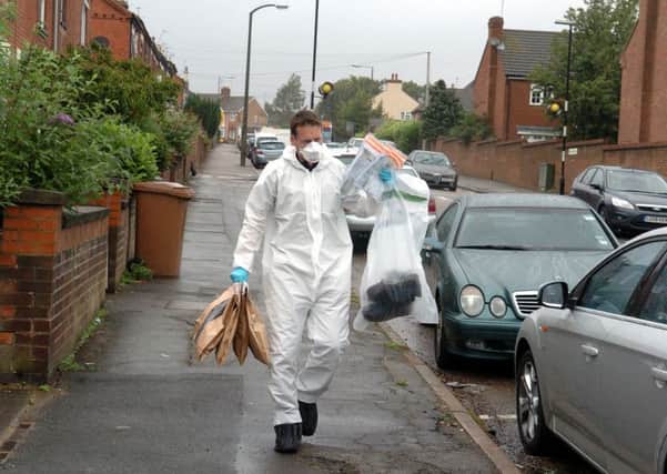 Wellingborough, 56, Senwick Road Karoly Varga murder hunt. Police have arrested four people with conspiracy to commit murder. 
Scenes of Crime officers remove evidence from the house 
Thursday, 04 August 2011 ENGNNL00120110408173958