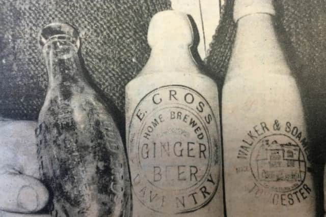 Maurice Masters unearthed these three bottles in 1977.